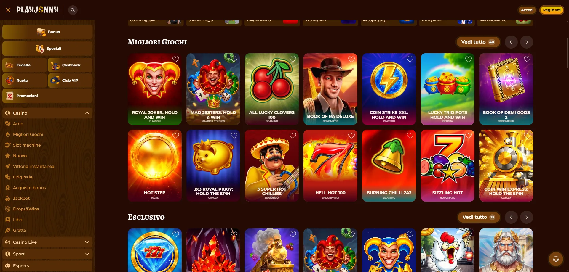 Cashback e Promozioni Ricorrenti su Play Jonny